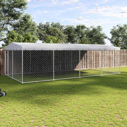 Outdoor Dog Kennel with Roof 7.6x3.8x2.3 m