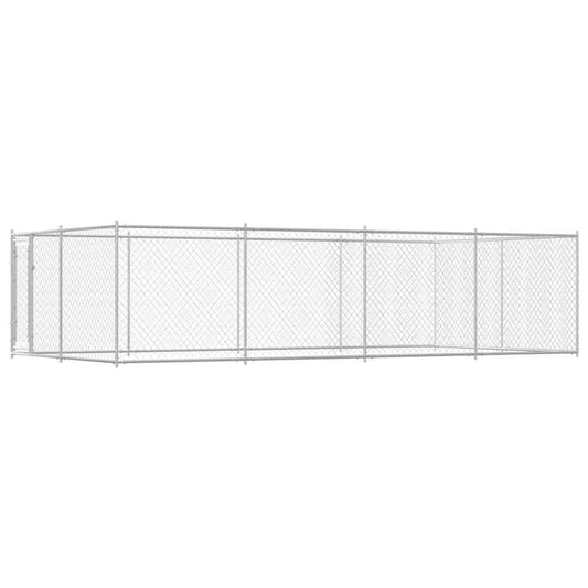 Dog Kennel | Silver | Galvanised Steel | Large | Dog Kennel | Rectangular