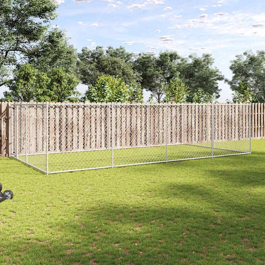 Dog Kennel | Silver | Galvanised Steel | Large | Dog Kennel | Rectangular