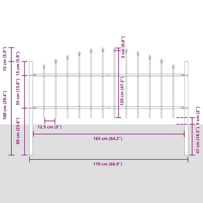 Garden Fence Woerden with Spear Top Steel 170x75 cm Black