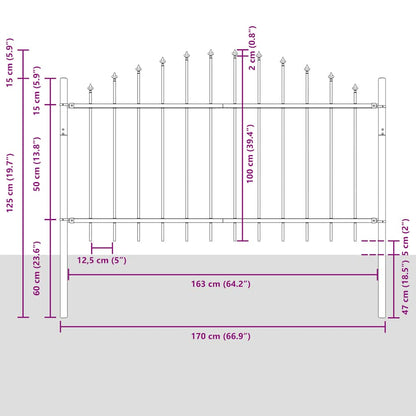 Garden Fence Woerden with Spear Top Steel 170x100 cm Black