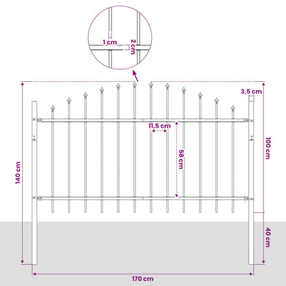 Garden Fence "Woerden" with Spear Top Steel 170x100 cm Black