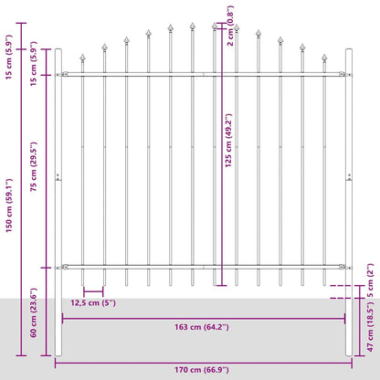 Garden Fence Woerden with Spear Top Steel 170x125 cm Black