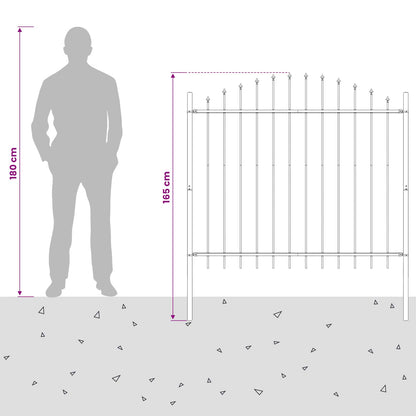 Garden Fence "Woerden" with Spear Top Steel 170x125 cm Black