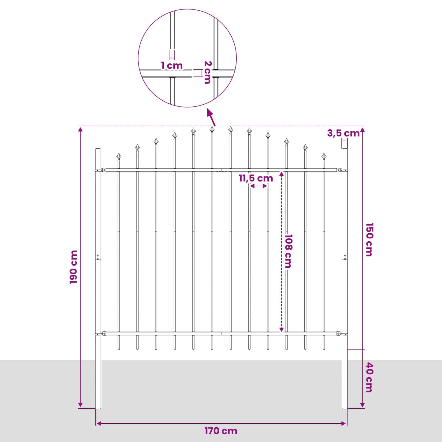 Garden Fence "Woerden" with Spear Top Steel 170x150 cm Black
