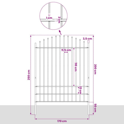 Garden Fence "Woerden" with Spear Top Steel 170x200 cm Black