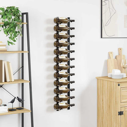 Wall Mounted Wine Rack for 12 Bottles Black Iron