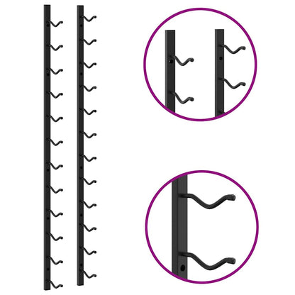 Wall Mounted Wine Racks for 12 Bottles 2 pcs Black Iron