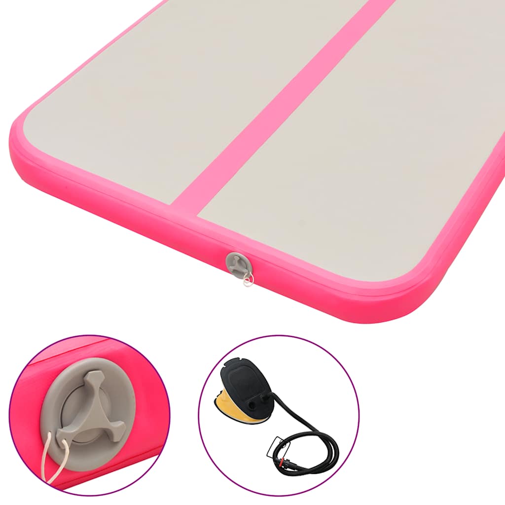 Inflatable Gymnastics Mat with Pump 400x100x10 cm PVC Pink