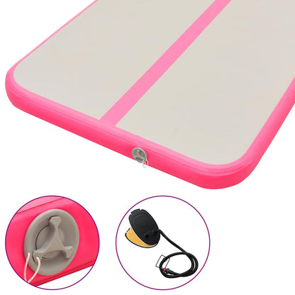 Inflatable Gymnastics Mat with Pump 400x100x10 cm PVC Pink
