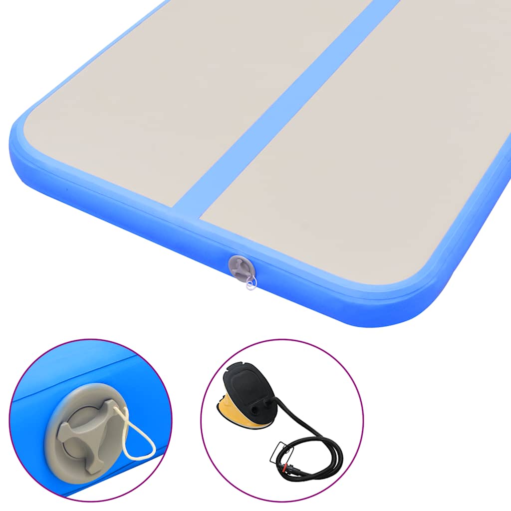 Inflatable Gymnastics Mat with Pump 400x100x10 cm PVC Blue