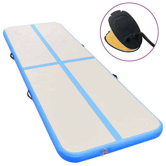 Inflatable Gymnastics Mat with Pump 500x100x10 cm PVC Blue