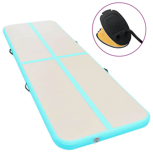 Inflatable Gymnastics Mat with Pump 600x100x10 cm PVC Green