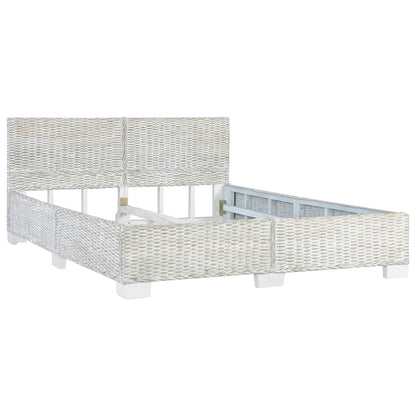 Bed Frame without Mattress Grey Natural Rattan 140x200 cm