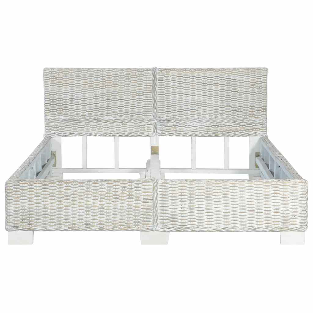 Bed Frame without Mattress Grey Natural Rattan 140x200 cm
