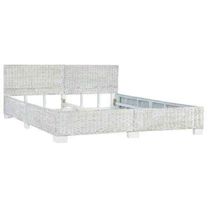 Bed Frame without Mattress Grey Natural Rattan 180x200 cm Super King