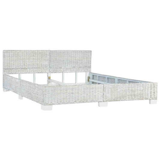 Bed Frame without Mattress Grey Natural Rattan 180x200 cm Super King