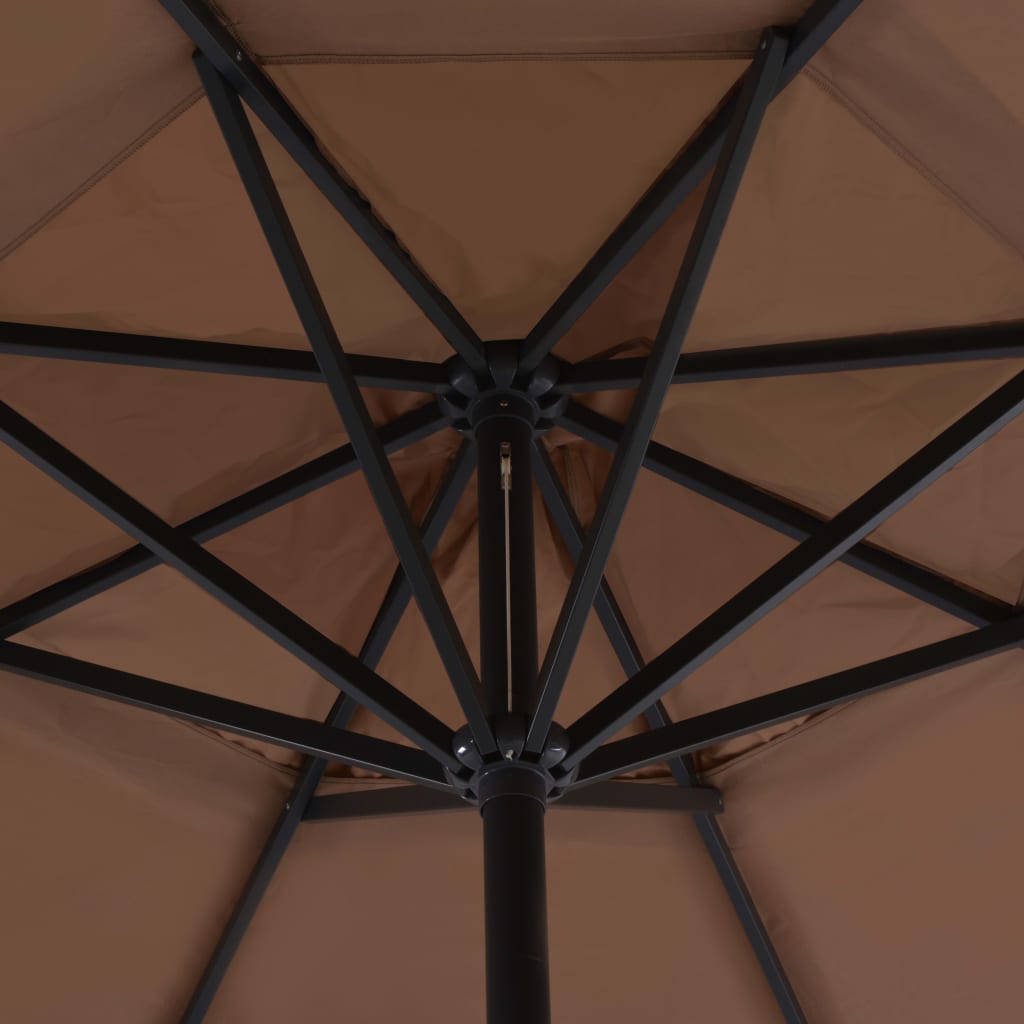 Garden Parasol | Taupe, Black | Aluminium, Steel, Plastic | Large