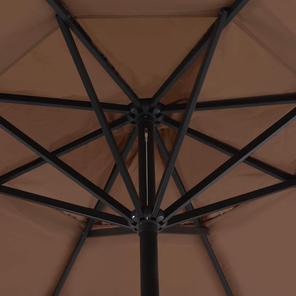 Garden Parasol | Taupe, Black | Aluminium, Steel, Plastic | Large