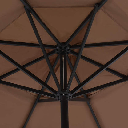 Garden Parasol | Taupe, Black | Aluminium, Steel, Plastic | Large