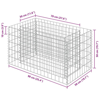 Gabion Raised Bed Galvanised Steel 90x50x50 cm