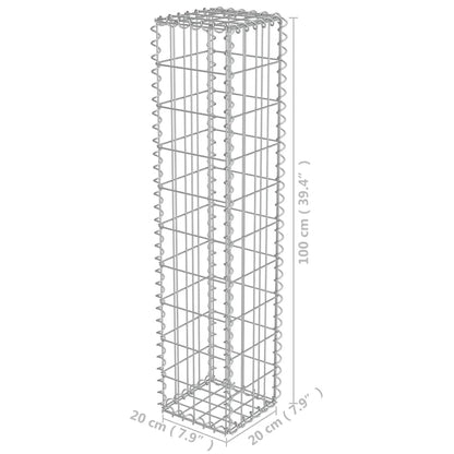Gabion Wall with Covers Galvanised Steel 20x20x100 cm