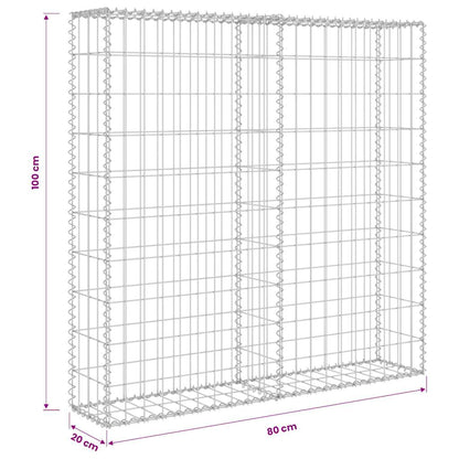 Gabion Wall with Covers Galvanised Steel 80x20x100 cm