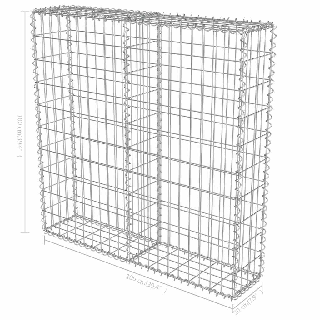 Gabion Wall with Covers Galvanised Steel 100x20x100 cm