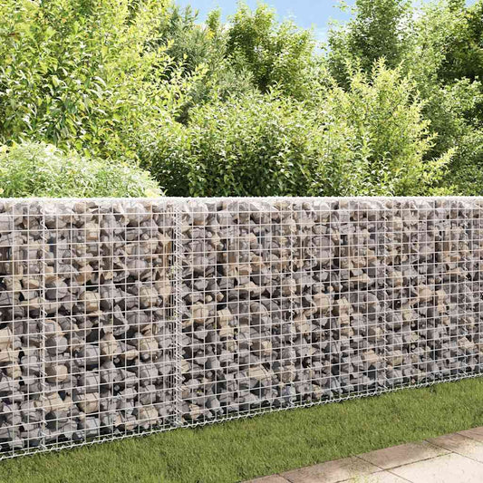 143580 vidaXL Gabion Wall with Covers Galvanised Steel 200x20x85 cm