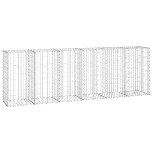 143592 vidaXL Gabion Wall with Covers Galvanised Steel 300x50x100 cm