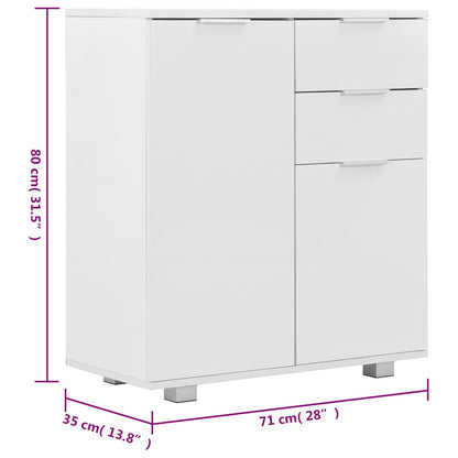 283715 vidaXL Sideboard High Gloss White 71x35x80 cm Engineered Wood