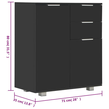Sideboard | Black | Engineered Wood | 71 x 35 x 80 cm | Sideboard