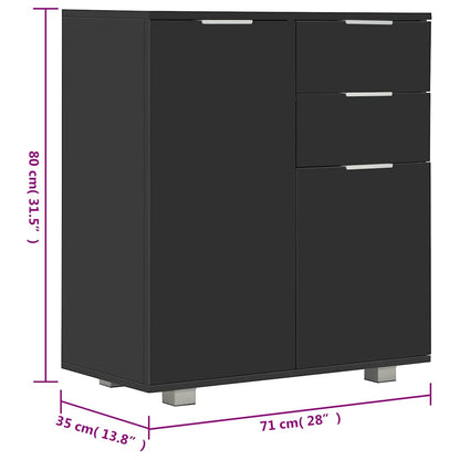 283716 vidaXL Sideboard High Gloss Black 71x35x80 cm Engineered Wood