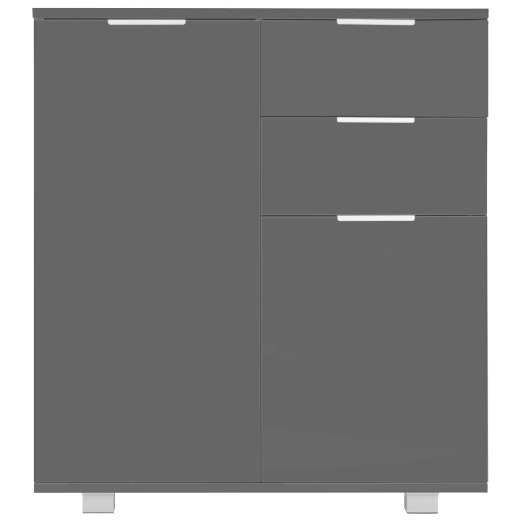Sideboard High Gloss Grey 71x35x80 cm Engineered Wood