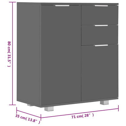 283717 vidaXL Sideboard High Gloss Grey 71x35x80 cm Engineered Wood