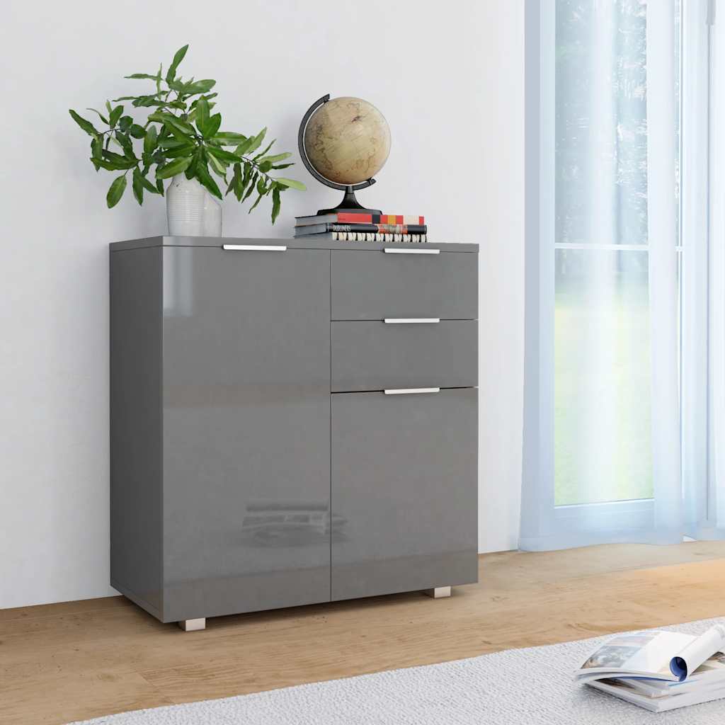 283717 vidaXL Sideboard High Gloss Grey 71x35x80 cm Engineered Wood