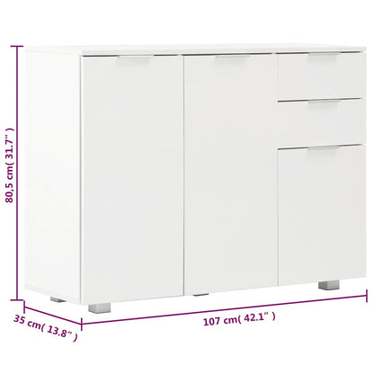 Sideboard High Gloss White 107x35x80,5 cm