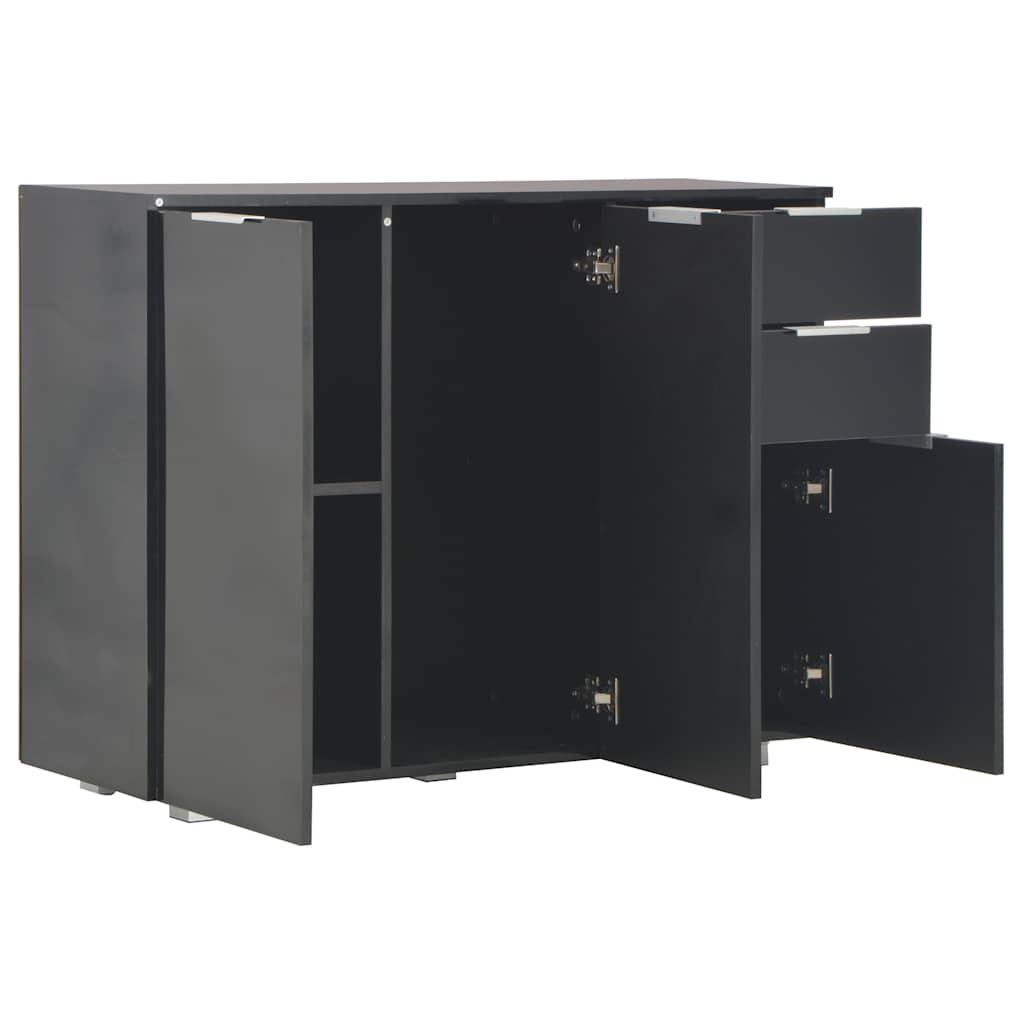 Sideboard High Gloss Black 107x35x80,5 cm