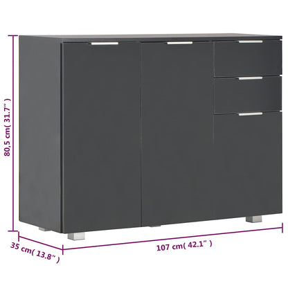 Sideboard High Gloss Black 107x35x80,5 cm
