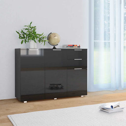 Sideboard High Gloss Black 107x35x80,5 cm