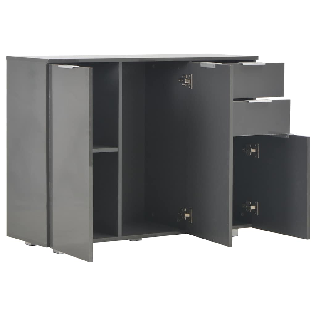 Sideboard High Gloss Grey 107x35x80,5 cm