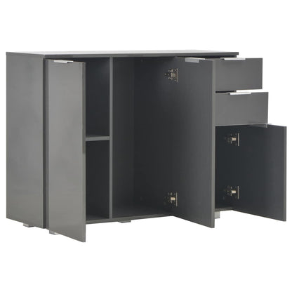 Sideboard High Gloss Grey 107x35x80,5 cm