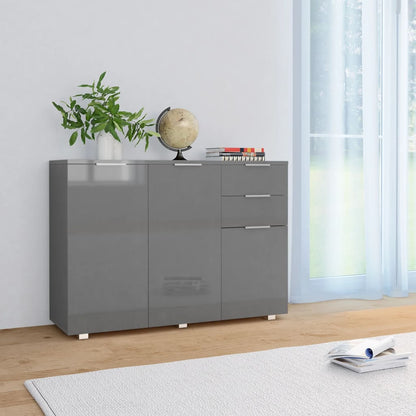Sideboard High Gloss Grey 107x35x80,5 cm