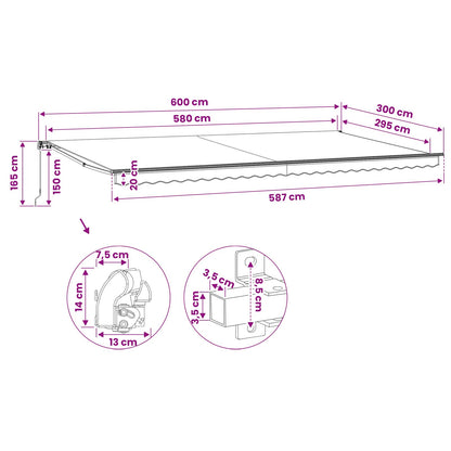 Folding Awning Manual Operated 600 cm Blue/White