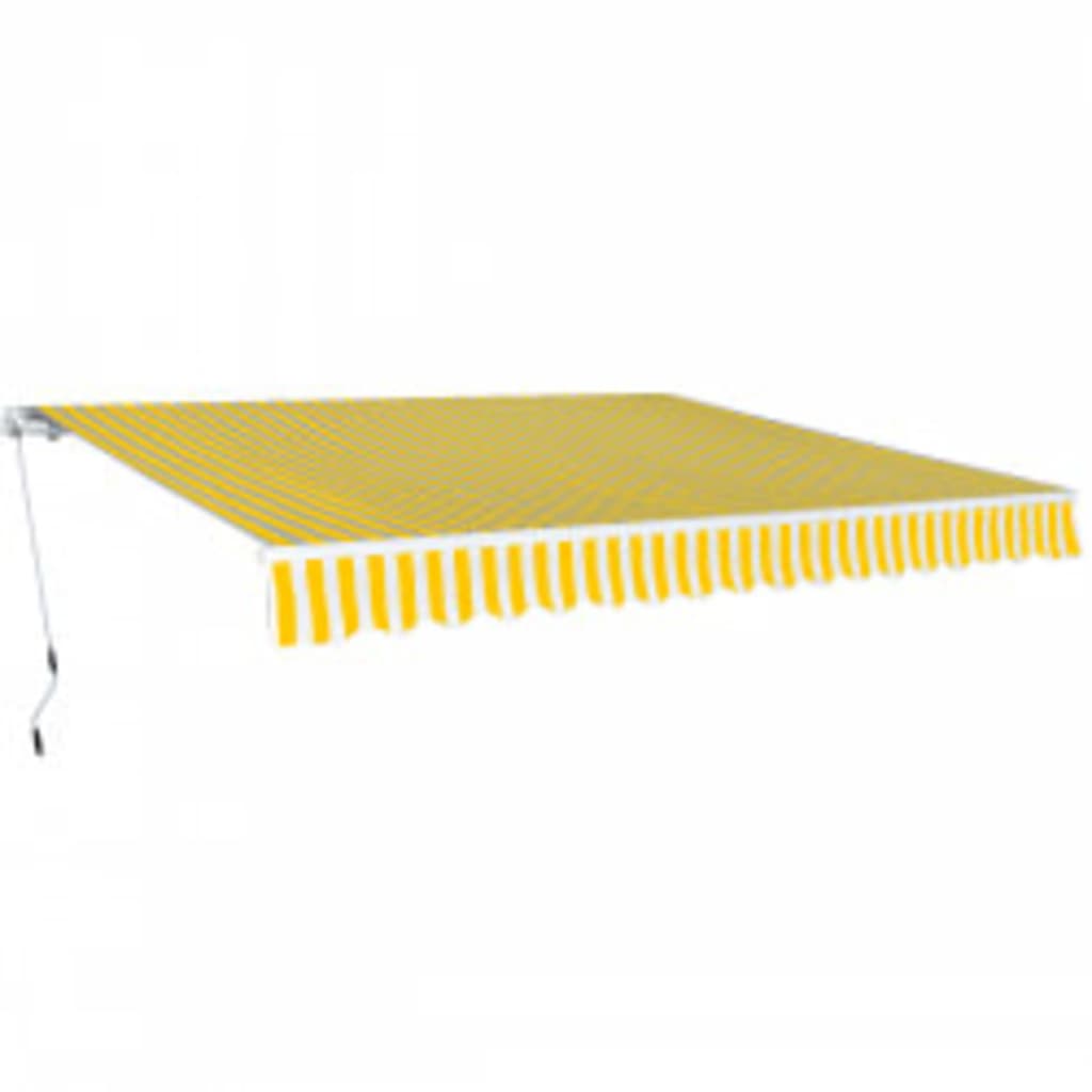 276354 vidaXL Folding Awning Manual Operated 600 cm Yellow/White (143032+144062)