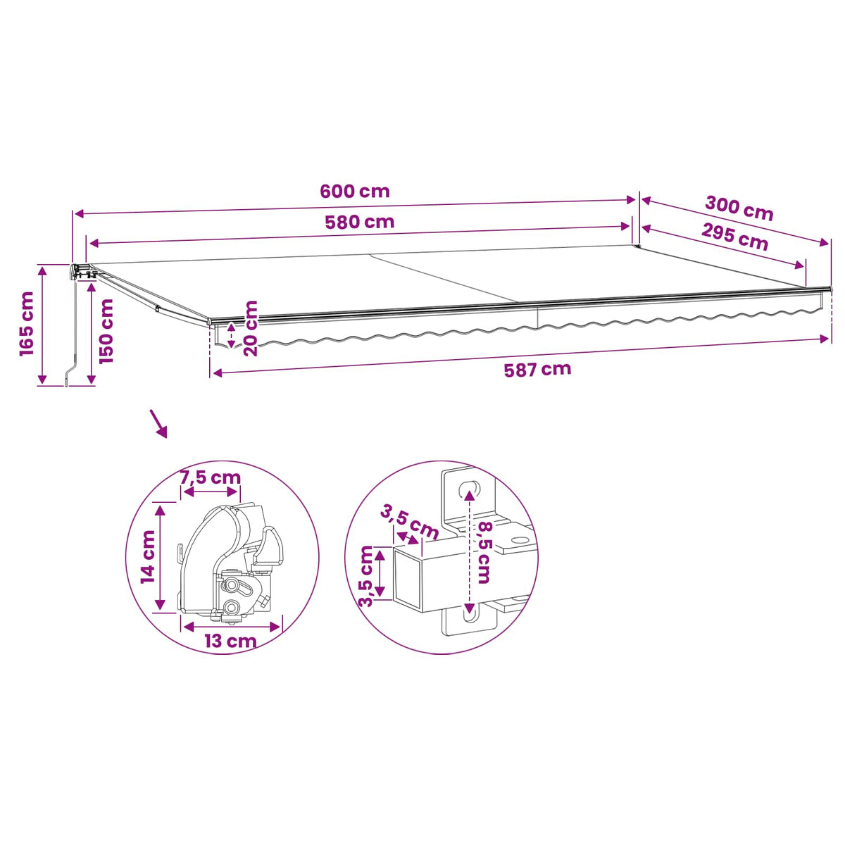 Folding Awning Manual Operated 600 cm Yellow/White