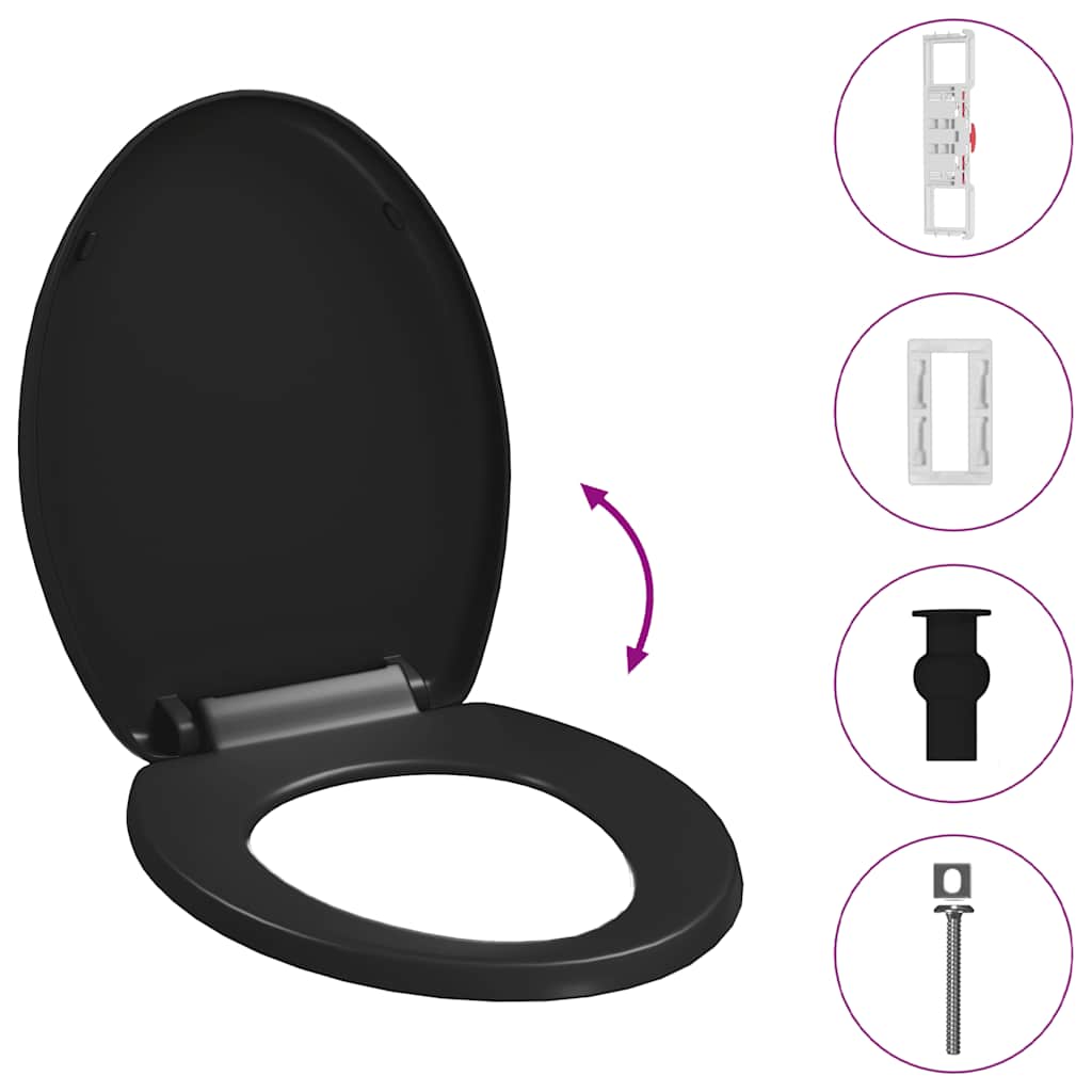 Soft-close Toilet Seat with Quick-release Design Black