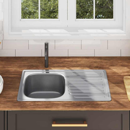 Kitchen Sink with Strainer and Trap Stainless Steel