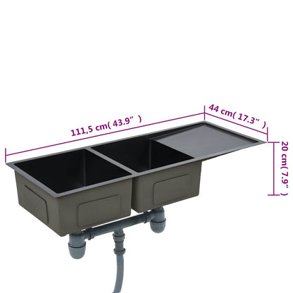 Handmade Kitchen Sink Black Stainless Steel
