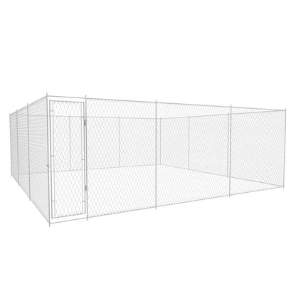 145034 vidaXL Outdoor Dog Kennel Galvanised Steel 570x570x185 cm